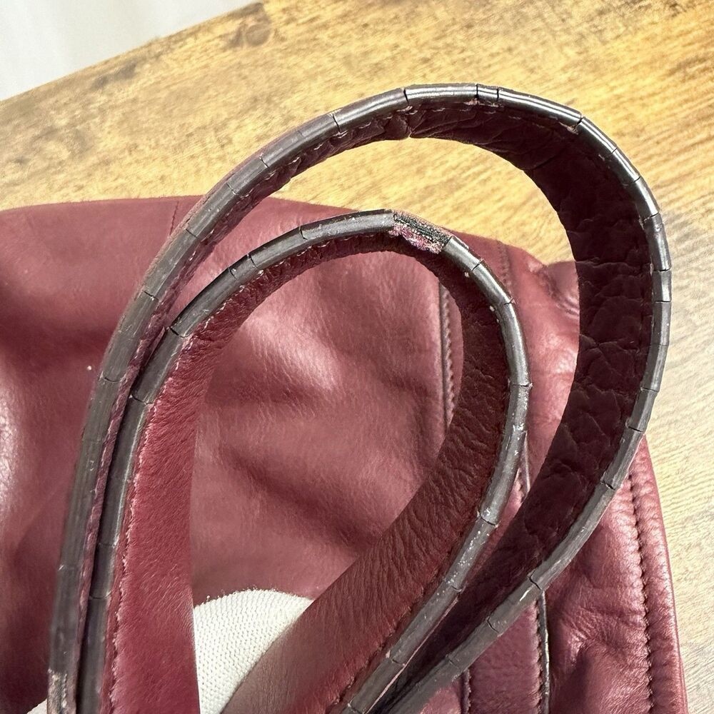 B. Makowsky Burgundy Soft Genuine Leather Shoulder Handbag Hobo Boho Bag Purse - Picture 12 of 13